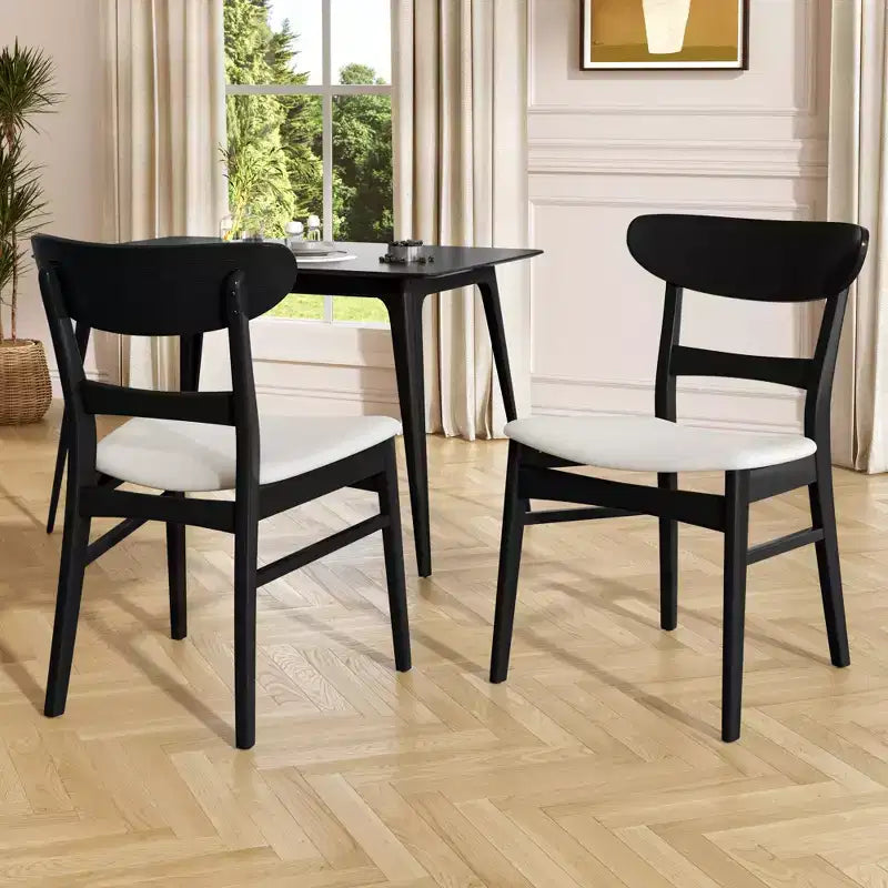 Chaises de salle à manger en bois rembourrées en tissu Isador Mid-Century Modern GDFStudio (lot de 2)