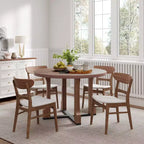 Chaises de salle à manger en bois rembourrées en tissu Isador Mid-Century Modern GDFStudio (lot de 2)