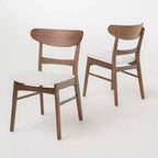 Chaises de salle à manger en bois rembourrées en tissu Isador Mid-Century Modern GDFStudio (lot de 2)