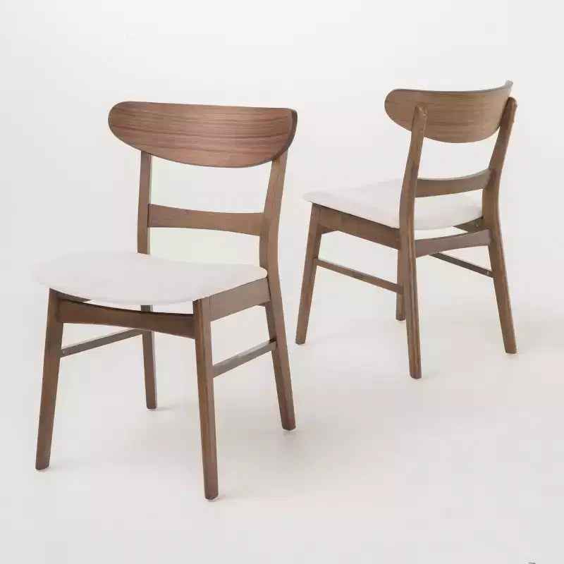 Chaises de salle à manger en bois rembourrées en tissu Isador Mid-Century Modern GDFStudio (lot de 2)