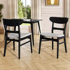Chaises de salle à manger en bois rembourrées en tissu Isador Mid-Century Modern GDFStudio (lot de 2)