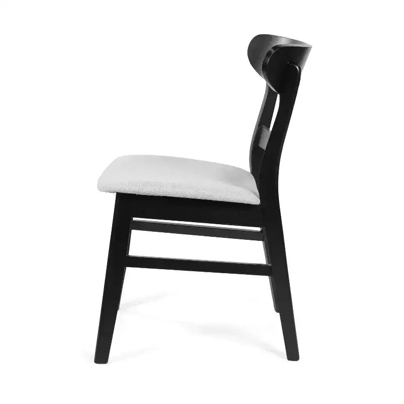 Chaises de salle à manger en bois rembourrées en tissu Isador Mid-Century Modern GDFStudio (lot de 2)