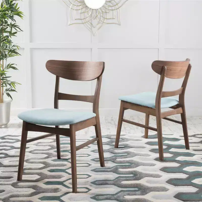 Chaises de salle à manger en bois rembourrées en tissu Isador Mid-Century Modern GDFStudio (lot de 2)