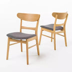 Chaises de salle à manger en bois rembourrées en tissu Isador Mid-Century Modern GDFStudio (lot de 2)