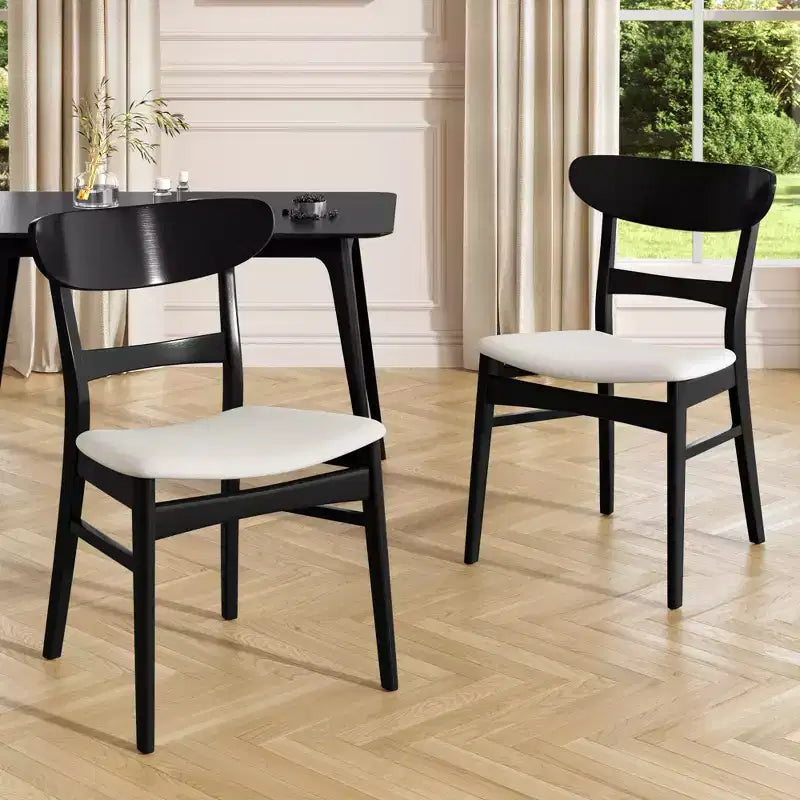 Chaises de salle à manger en bois rembourrées en tissu Isador Mid-Century Modern GDFStudio (lot de 2)