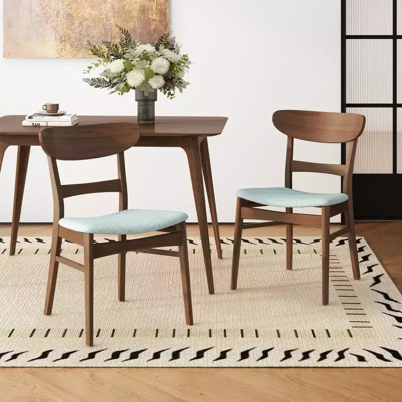 Chaises de salle à manger en bois rembourrées en tissu Isador Mid-Century Modern GDFStudio (lot de 2)