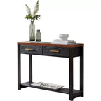 Kings Brand Furniture - Console moderne avec 2 tiroirs de rangement et étagère ouverte, Table d'appoint pour Couloir, Salon ou Chambre à coucher