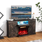 Meuble TV Costway 58" avec cheminée électrique à 3 côtés en verre de 23" et lumières LED 20 couleurs