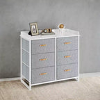 Commode de chambre à 6 tiroirs, avec table à langer résistante à l'eau, meuble de rangement.