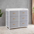 Commode de chambre à 6 tiroirs, avec table à langer résistante à l'eau, meuble de rangement.