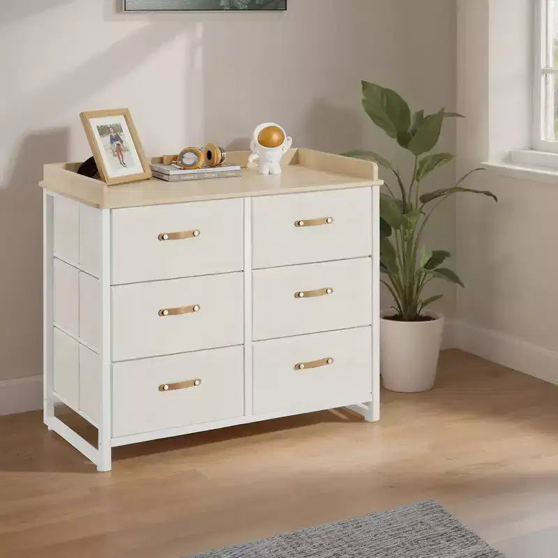Commode de chambre à 6 tiroirs, avec table à langer résistante à l'eau, meuble de rangement.