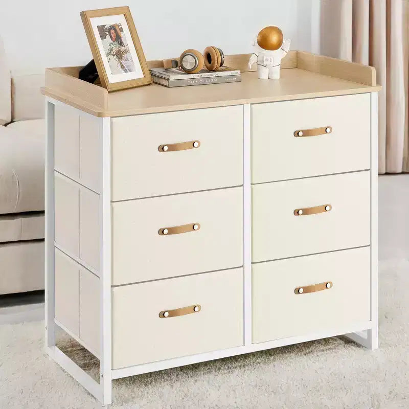 Commode de chambre à 6 tiroirs, avec table à langer résistante à l'eau, meuble de rangement.