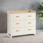 Commode de chambre à 6 tiroirs, avec table à langer résistante à l'eau, meuble de rangement.