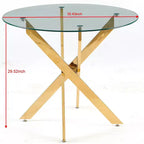 Table à manger en verre avec pieds métalliques croisés - Économiseur d'espace moderne