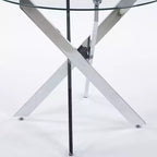 Table à manger en verre avec pieds métalliques croisés - Économiseur d'espace moderne
