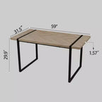 Table à manger rectangulaire industrielle en MDF pour 4-6 personnes, plateau en bois de 3,8 cm d'épaisseur avec pieds en métal, pour la maison et la cuisine
