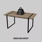 Table à manger rectangulaire industrielle en MDF pour 4-6 personnes, plateau en bois de 3,8 cm d'épaisseur avec pieds en métal, pour la maison et la cuisine