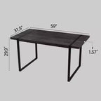 Table à manger rectangulaire industrielle en MDF pour 4-6 personnes, plateau en bois de 3,8 cm d'épaisseur avec pieds en métal, pour la maison et la cuisine