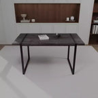 Table à manger rectangulaire industrielle en MDF pour 4-6 personnes, plateau en bois de 3,8 cm d'épaisseur avec pieds en métal, pour la maison et la cuisine