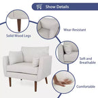 Fauteuil Club GDFStudio Viewland en Tissu Capitonnage Moderne avec Coussins Décoratifs