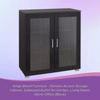 Kings Brand Furniture - Armoire de rangement d'appoint à 2 portes, buffet de rangement au sol pour cuisine, salle à manger, salon, entrée