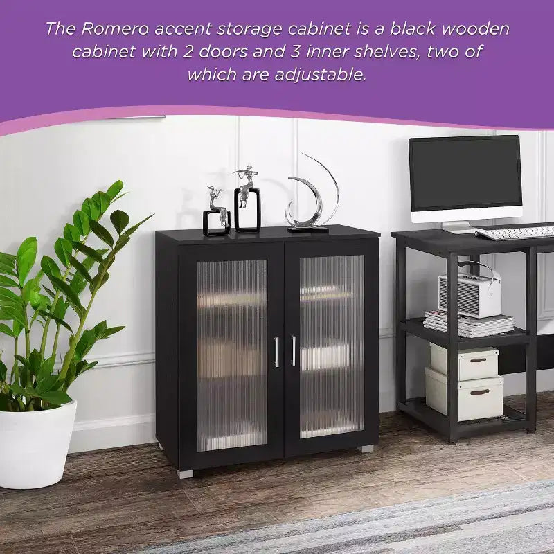Kings Brand Furniture - Armoire de rangement d'appoint à 2 portes, buffet de rangement au sol pour cuisine, salle à manger, salon, entrée