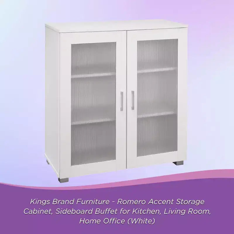 Kings Brand Furniture - Armoire de rangement d'appoint à 2 portes, buffet de rangement au sol pour cuisine, salle à manger, salon, entrée