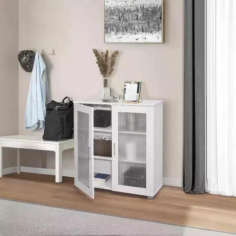 Kings Brand Furniture - Armoire de rangement d'appoint à 2 portes, buffet de rangement au sol pour cuisine, salle à manger, salon, entrée