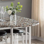 Kings Brand Furniture Ensemble de salle à manger 3 pièces Akins avec plateau de table imitation marbre et tabourets en similicuir à abattants