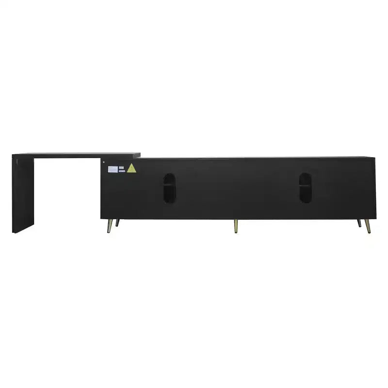 Meuble TV extensible moderne GDFStudio Mamie 90 en bois avec 2 armoires