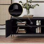 Meuble TV extensible moderne GDFStudio Mamie 90 en bois avec 2 armoires
