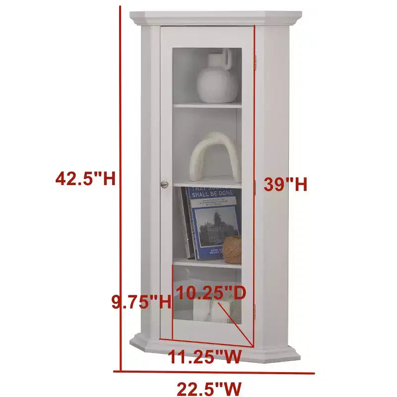 Meuble d'angle de rangement Kings Brand Furniture Cambridge Curio avec porte vitrée