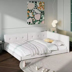 Queen/Full Size Platform Bed Frame, Upholstered Floor Bed Daybed with USB Ports -ModernLuxe
