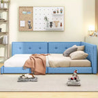 Cadre de lit plateforme Queen/Full, Lit de jour rembourré au sol avec ports USB -ModernLuxe