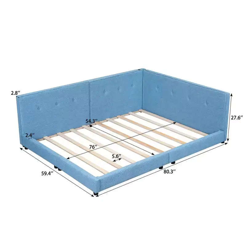 Cadre de lit plateforme Queen/Full, Lit de jour rembourré au sol avec ports USB -ModernLuxe
