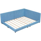 Cadre de lit plateforme Queen/Full, Lit de jour rembourré au sol avec ports USB -ModernLuxe