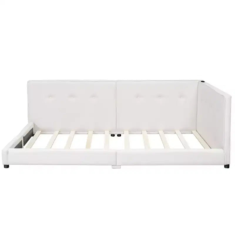 Cadre de lit plateforme Queen/Full, Lit de jour rembourré au sol avec ports USB -ModernLuxe