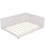 Cadre de lit plateforme Queen/Full, Lit de jour rembourré au sol avec ports USB -ModernLuxe