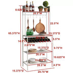 Kings Brand Furniture Meuble de Rangement de Cuisine Lindsay Gris Carrelé Étagère à Boulanger avec 9 Bouteilles de Vin et 8 Crochets