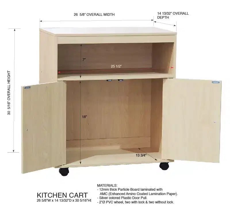 Meuble de cuisine à roulettes pour micro-ondes Kings Brand Furniture Vericombe, meuble de rangement d'appoint à 2 portes