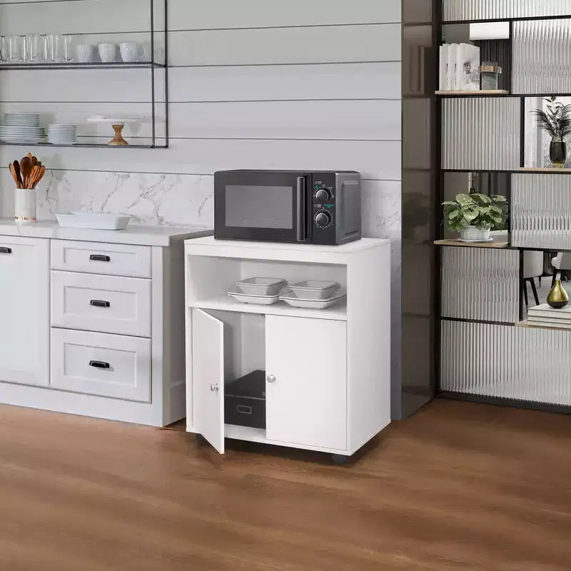 Meuble de cuisine à roulettes pour micro-ondes Kings Brand Furniture Vericombe, meuble de rangement d'appoint à 2 portes