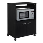 Chariot de cuisine pour micro-ondes Kings Brand Furniture Byron à 2 portes avec rangement et étagère supérieure coulissante