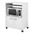 Chariot de cuisine pour micro-ondes Kings Brand Furniture Byron à 2 portes avec rangement et étagère supérieure coulissante