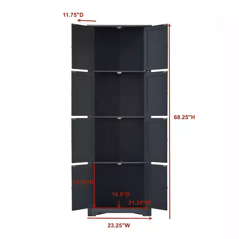 Kings Brand Furniture - Armoire de rangement de cuisine à 4 niveaux Lyons 68 avec 8 portes