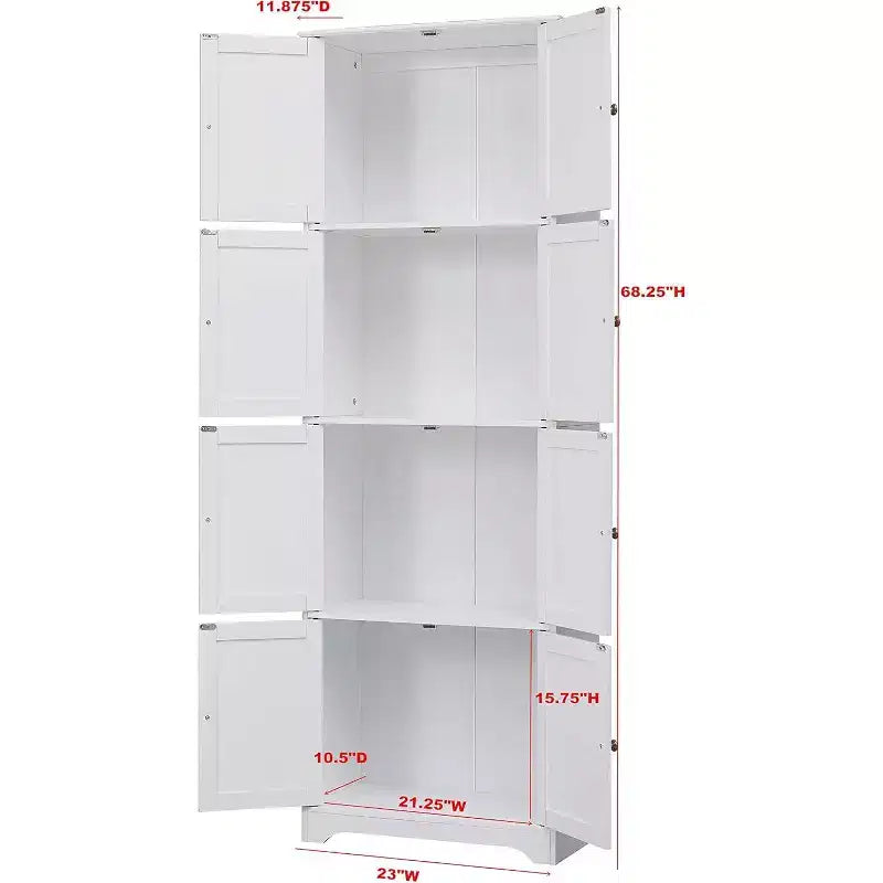 Kings Brand Furniture - Armoire de rangement de cuisine à 4 niveaux Lyons 68 avec 8 portes