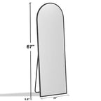 Miroir sur pied avec cadre en bois classique et arc à angle droit