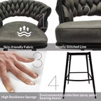 Tabourets de bar pivotants tissés en lin, lot de 2, chaises de cuisine avec dossier, repose-pieds, hauteur fixe