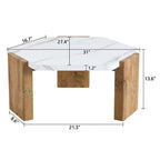 Table Basse MAYEERTY Plateau en Faux Marbre Base en Bois Triangulaire, 79 cm