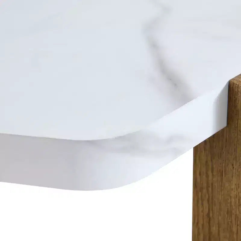 Table Basse MAYEERTY Plateau en Faux Marbre Base en Bois Triangulaire, 79 cm