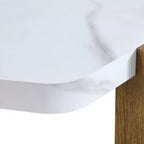 Table Basse MAYEERTY Plateau en Faux Marbre Base en Bois Triangulaire, 79 cm